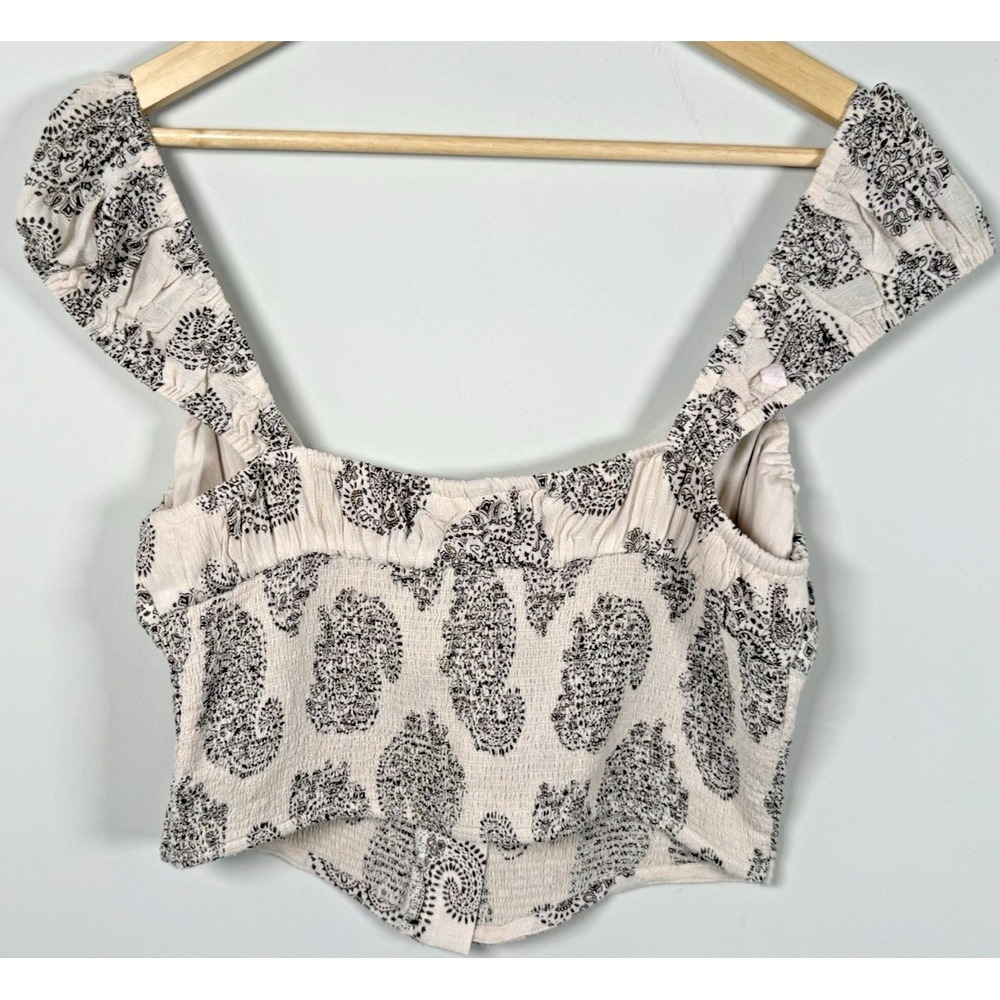 H&M Boho Paisley Cottagecore‎ Corset Smocked Crop Top Medium NWT - Picture 4 of 8